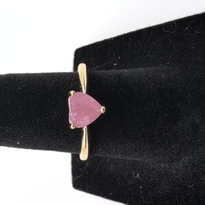 New Pink Heart-Shaped  Yellow Gold Ring